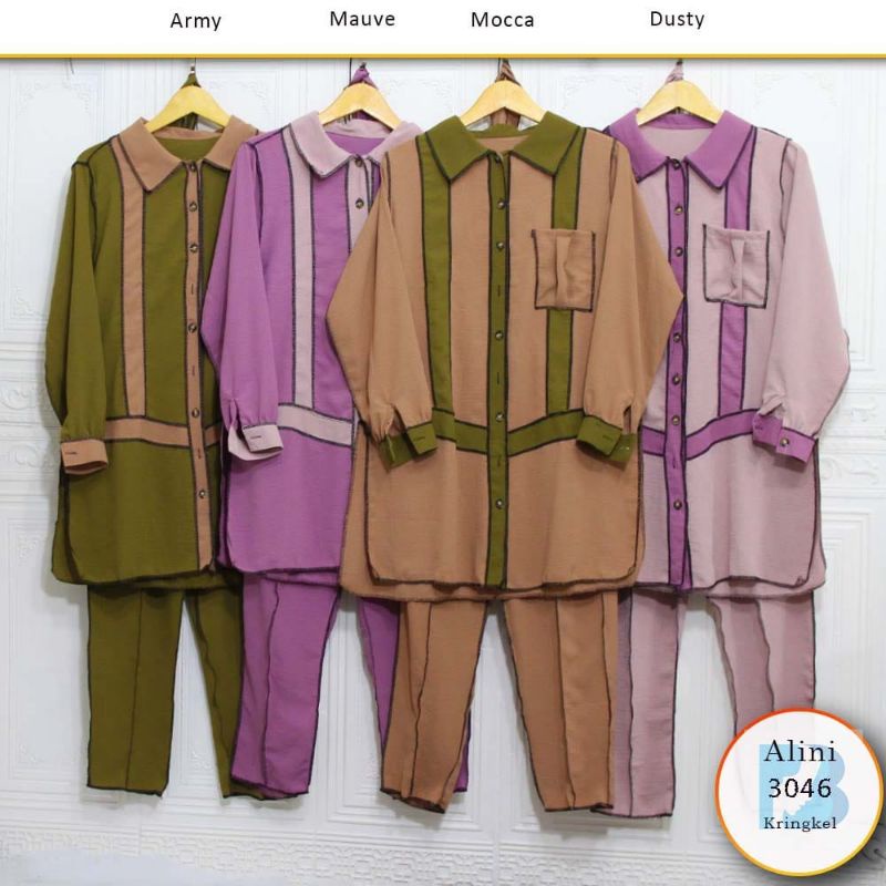 WDAqifa Fashion Setelan Celana Tunik setcel Bolbal Bolak balik Ready Mocca