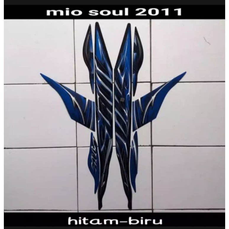 STIKER STRIPING LIS BODY MIO SOUL KARBU 2011 HITAM BIRU STANDAR