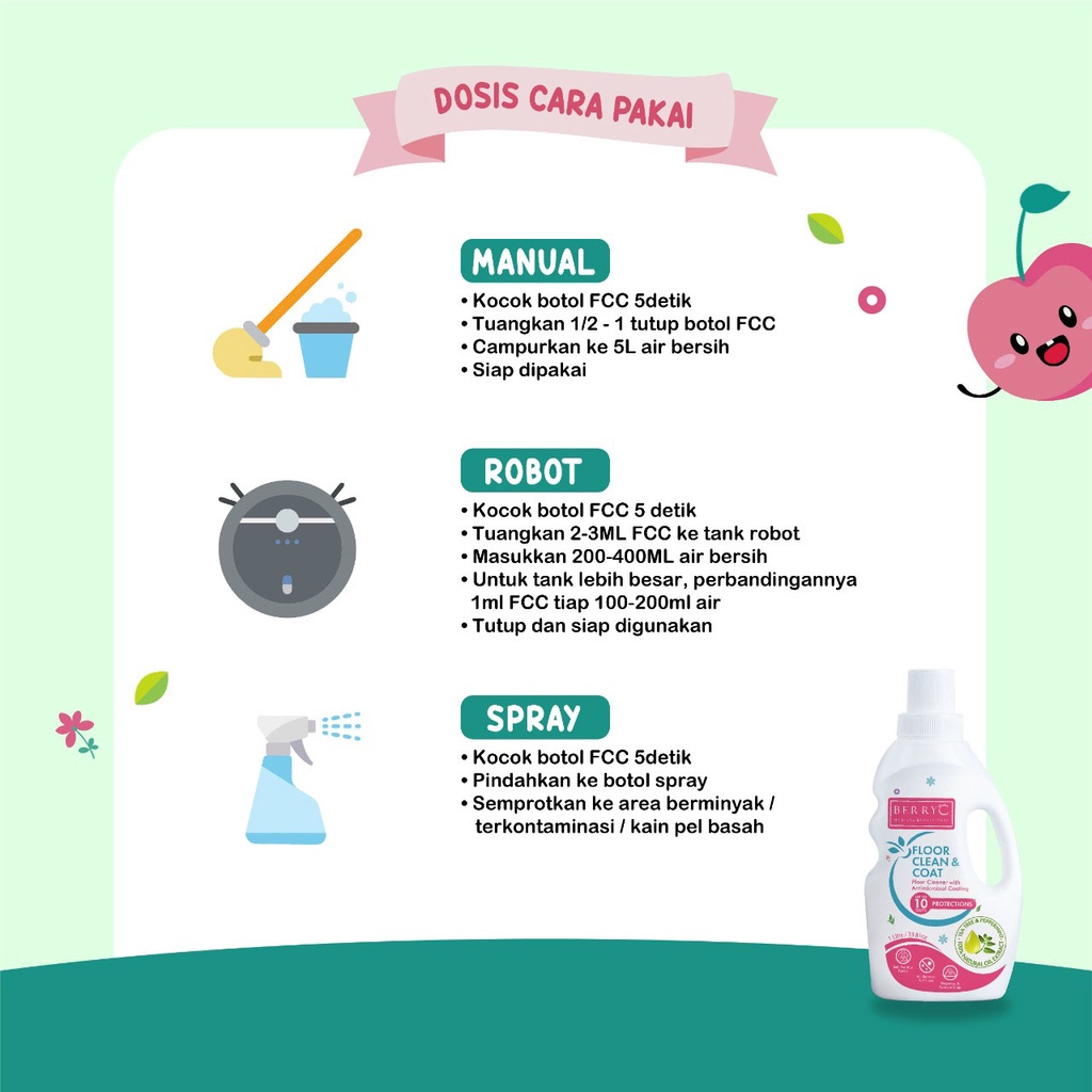 BerryC Berry C Floor Clean &amp; Coat / Cairan Pembersih Lantai Anti Bakteri