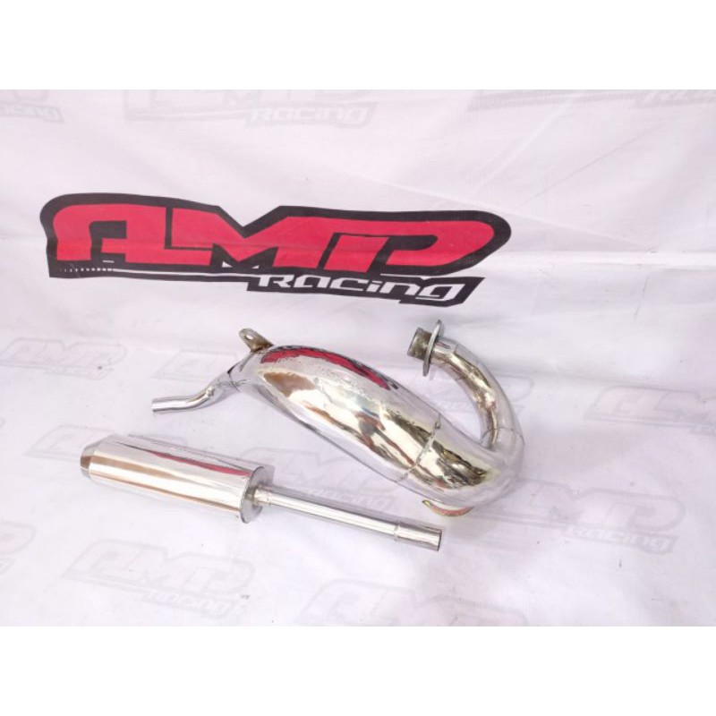 Knalpot racing udang trail full Chrome Kawasaki ninja 150 R - SS - RR