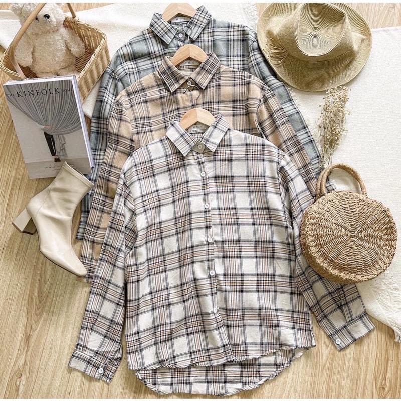 KEMEJA MERYYL / KEMEJA WANITA OVERSIZE KOTAK KOTAK