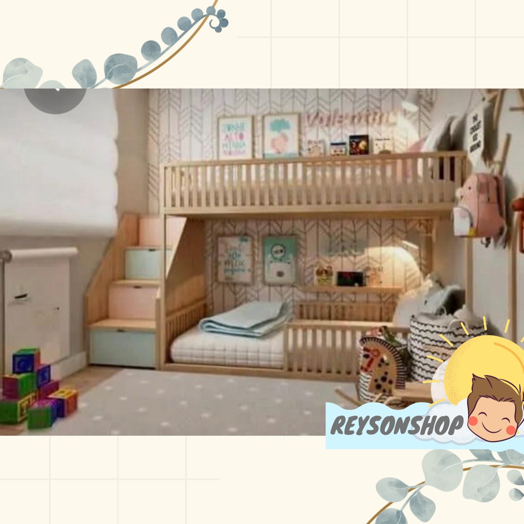 Rangka Kasur Anak / Ranjang Anak / Bunk / Double Bed + Laci | uk 120