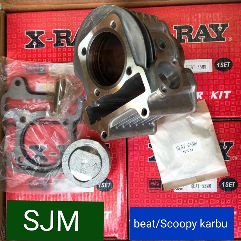 Blok SEHER Beat karbu Scoopy karbu 54,5mm set plus ring dan pen PAKETAN Bore Up Blok Seher BEAT Karb