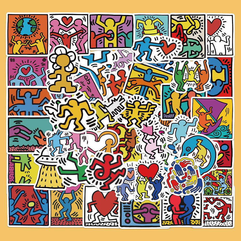 50PCS Keith Haring street graffiti art stickers self-adhesive mobile phone decoration suitable for luggage water cups, etc.