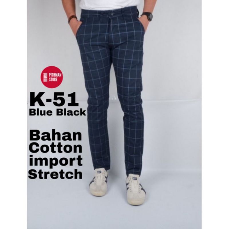 Celana Tartan Original Premium Distro Pria Model Pensil Bahan Cartoon Streer Melar Celaan Cowo Warna Hitam Dan Navy Tartan Panjang Ukuran Standar