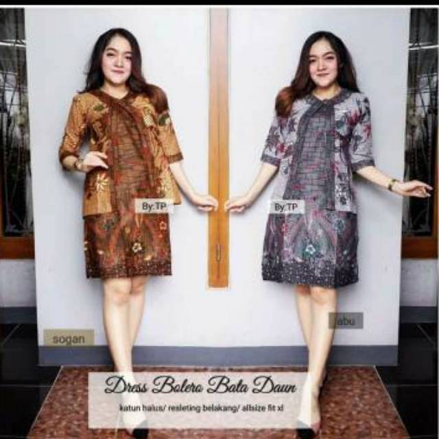 Dress bolero bata daun batik modern kekinian