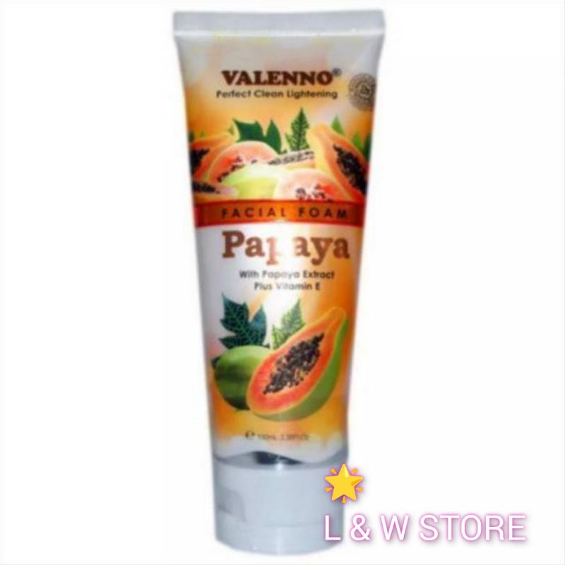 Pepaya Valenno Facial Foam 100gr /Pepaya Pembersih Wajah Original