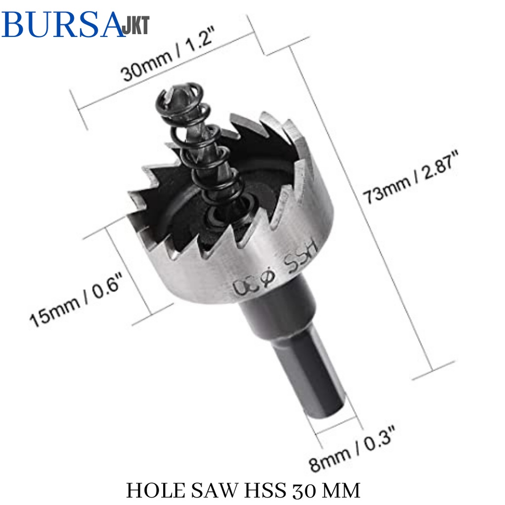 MATA BOR HOLE SAW STAINLESS STEEL PELUBANG BESI PLATE METAL DRILLING LOGAM 30 MM