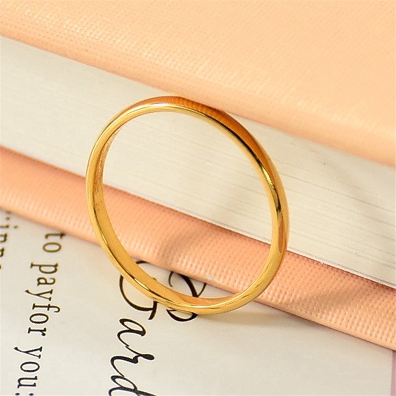 [ACKER] 24K Titanium Couple Ring Mode Wanita Sederhana Dan Halus Cincin Titanium Cincin Emas Mawar