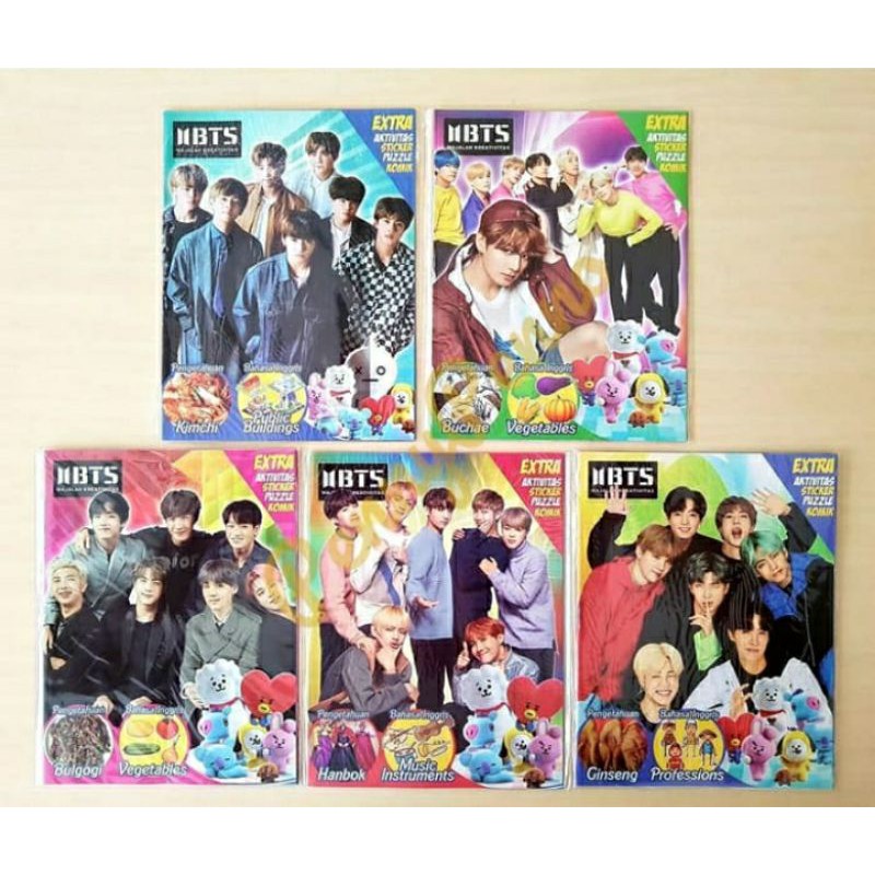 

Buku Extra Aktivitas, stiker, puzzel edukasi, tekateki, tebak gambar karakter BTS dan BlackPink