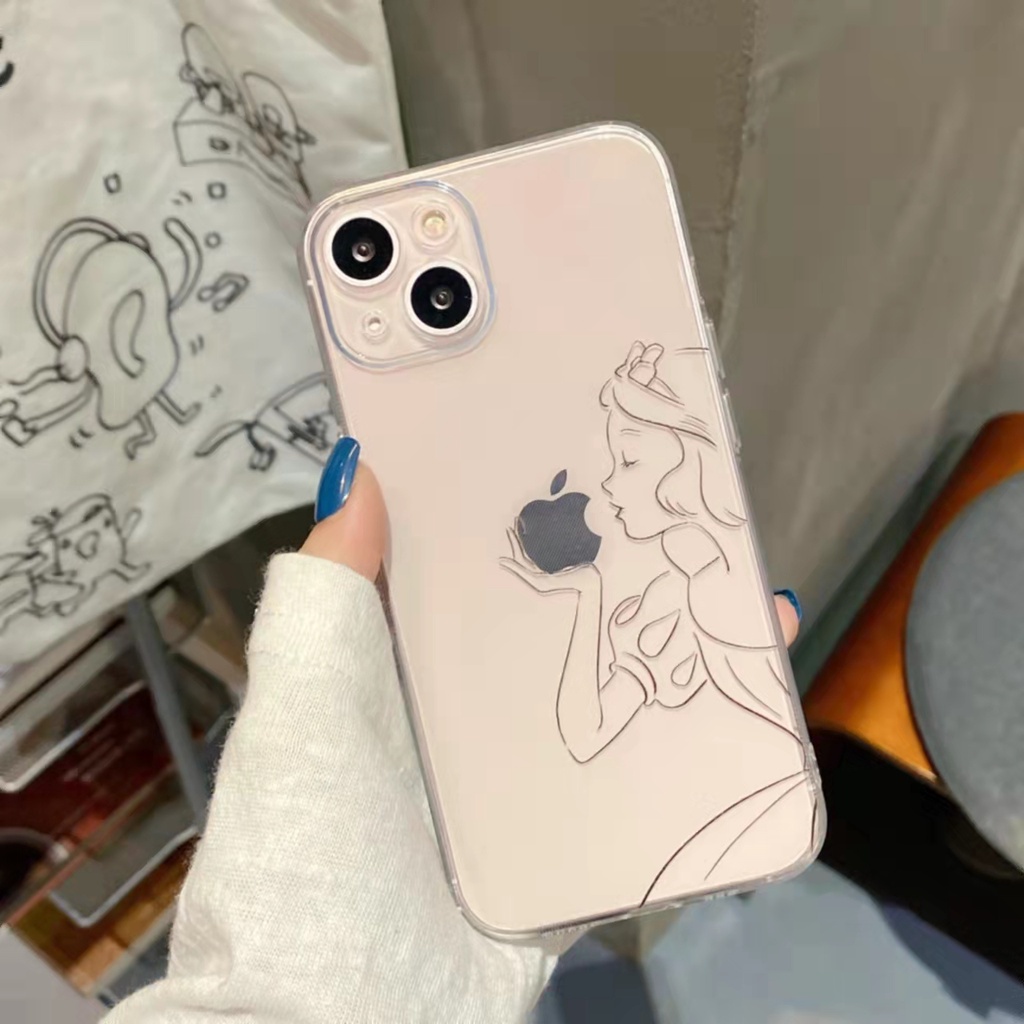 Case Pelindung Transparan Motif Kartun Snow White 13 13pro 13prm Untuk iPhone 11 7Plus 8Plus Xr XS 13 12 Pro Max