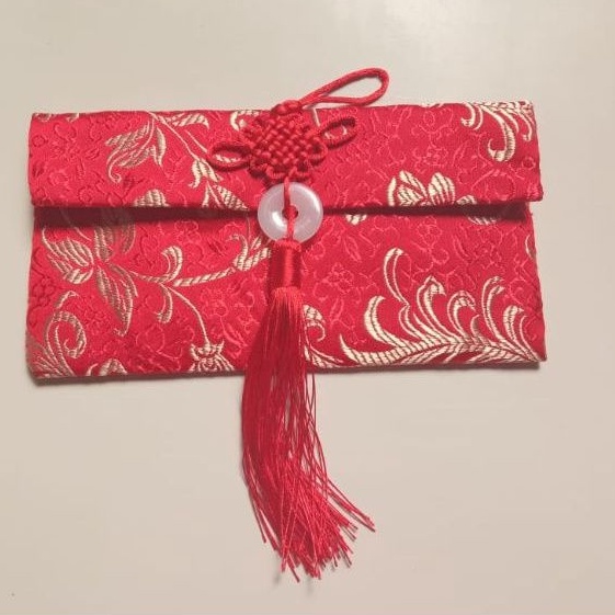 angpao merah dompet amplop imlek kain damask chinese new year samping