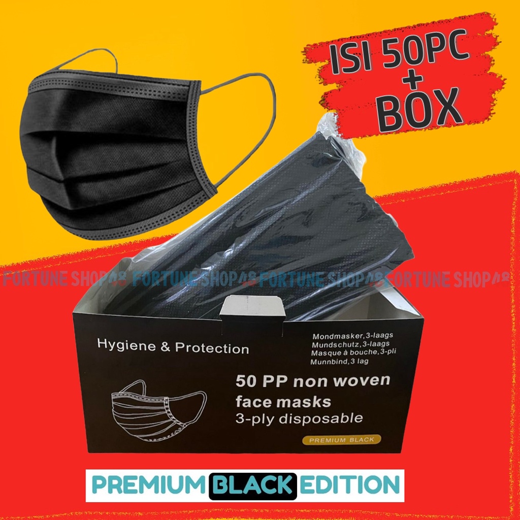 MASKER 3 PLY HITAM ISI 50PCS