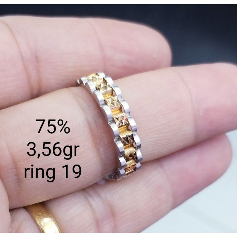 cincin rolex emas kombinasi 750 berat 3,56gr