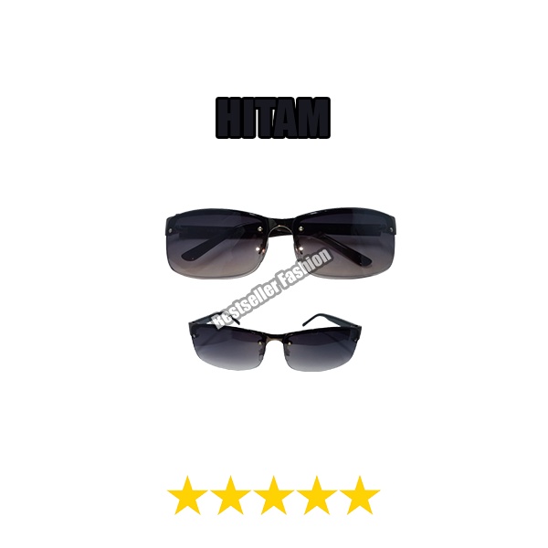 Kacamata Fashion Stylish Unisex Pria Wanita anti UV Lensa warna Gradasi Anti Silau Kaca mata Hitam Model Sporty Semi Rimless