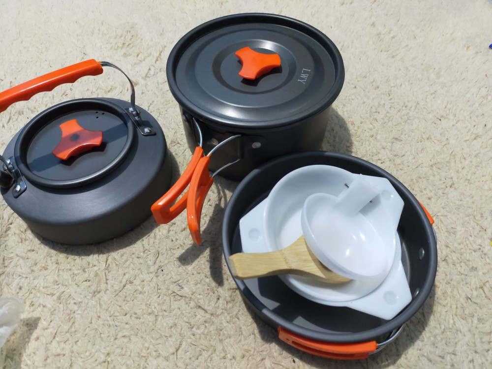 [bisa Cod] Alat Masak Camping Full Set - Cooking Set Ds 308 Sudah Ada Teko Air - Nesting Traveling