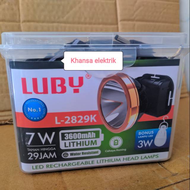 Senter kepala LUBY 7 Watt Nyala Putih dan Kuning