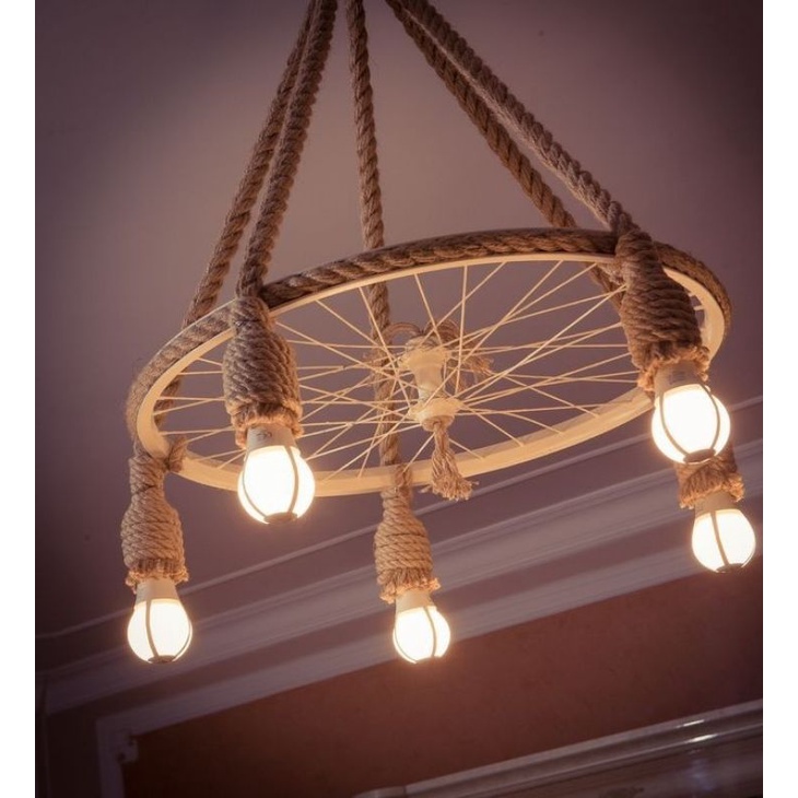 Lampu Hias Gantung roda vintage lampu hias gantung unik lampu hias gantung  tali goni gantung tali l