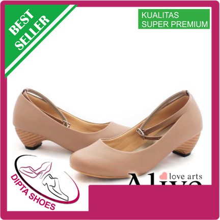 AliveLoveArts BalletWood Nude Heels Fashion Sepatu Wanita Termurah