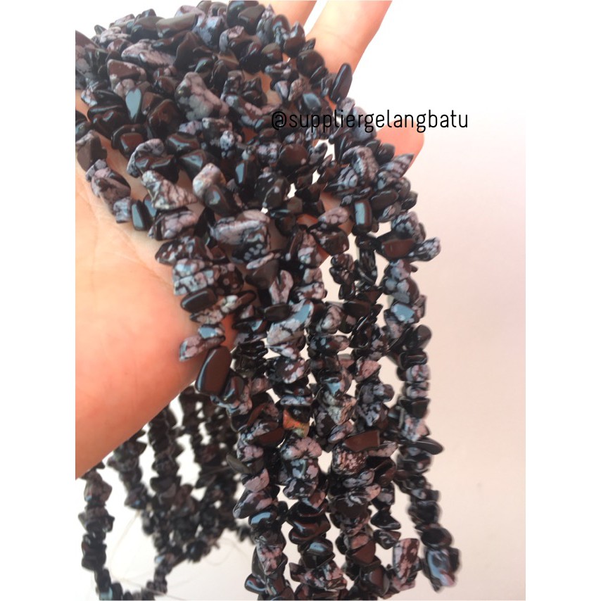 kerikil Batu alam obsidian snowflake dalmantion 1cm agate premium blk aksesoris bahan supplier craft