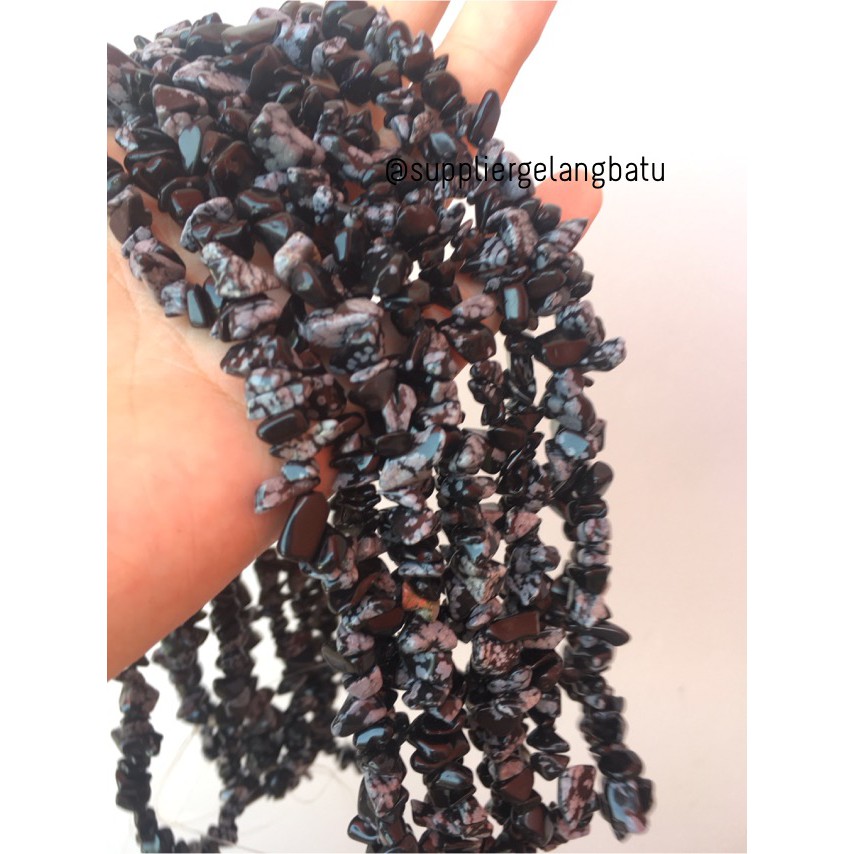 kerikil Batu alam obsidian snowflake dalmantion 1cm agate premium blk aksesoris bahan supplier craft