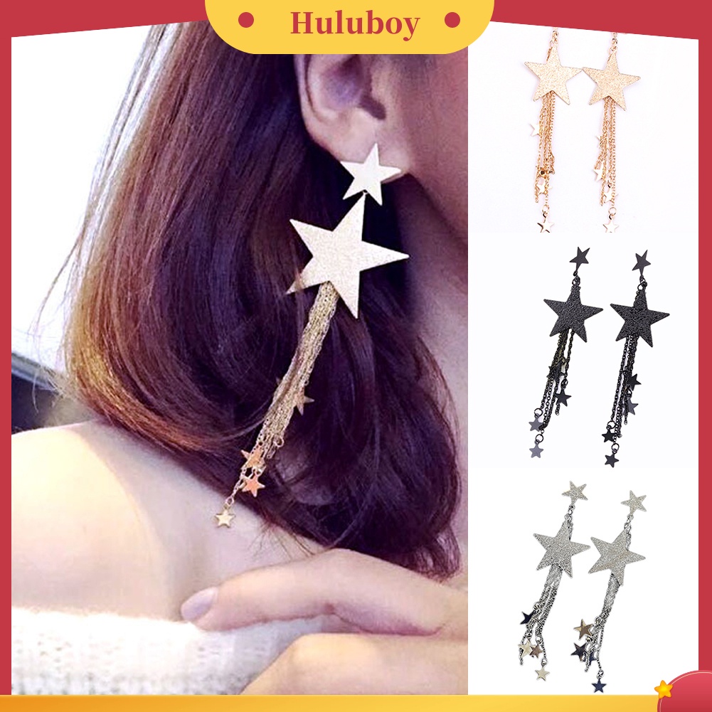 Hu Hu Hu Hu Hu Alat Bantu Pasang Kacamata♡ Anting Rantai Panjang Bentuk Bintang Untuk Wanita
