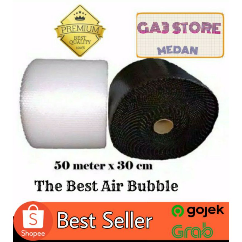 Bubble Wrap Ukuran 30 CM x 50 Meter [ Hitam - Bening - Abu2 ] Best