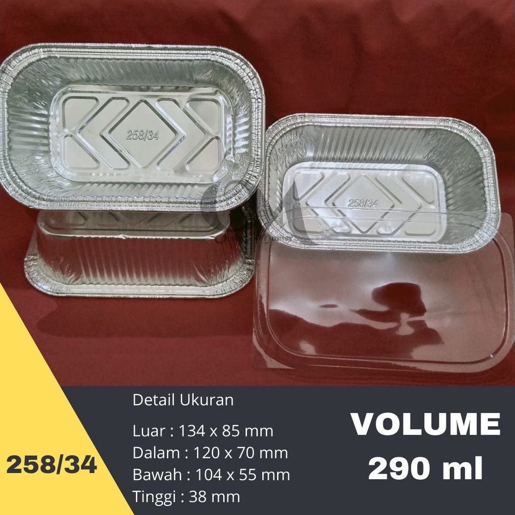 Aluminium Foil Cup OV-290 + TUTUP | Aluminium Foil Cup 258/34 + Lid  | Wadah Cup Foil Tray P258 / OX