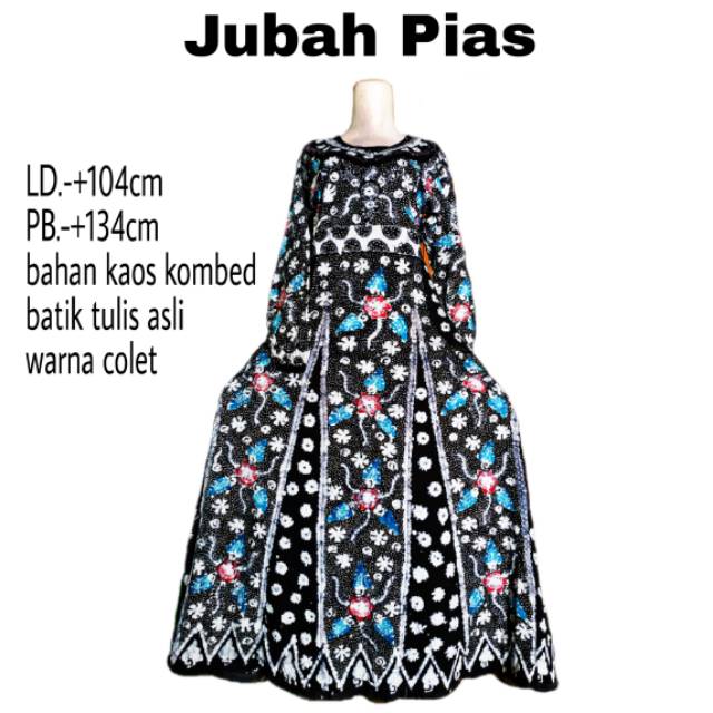Gamis batik tulis Tuban warna pelangi, model Canda, pias, klok