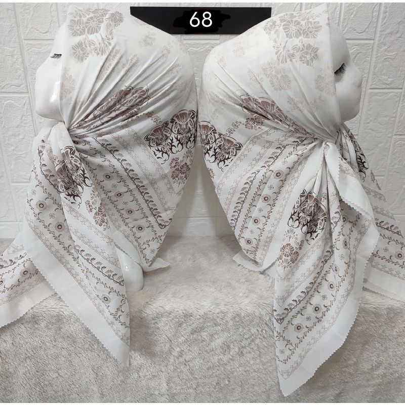 Hijab VOAL PREMIUM Motif 68 Jilbab Segiempat Motif Laser Cut-68. Broken White