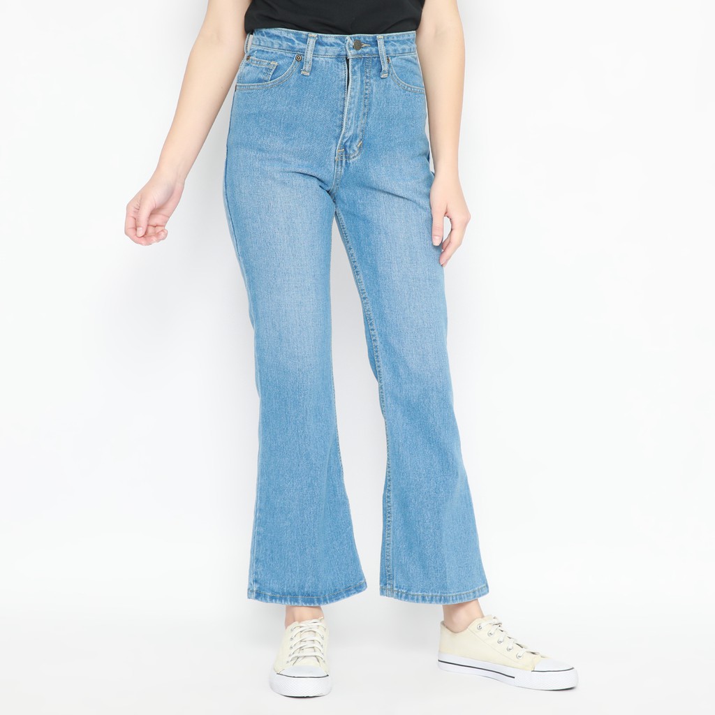 Esrocte Celana  Cutbray  High Waist Jeans  Wanita P18 Biru 