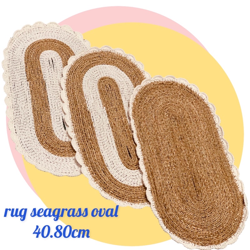 Taplak Meja Seagrass Natural Ovall Renda/Table Mat