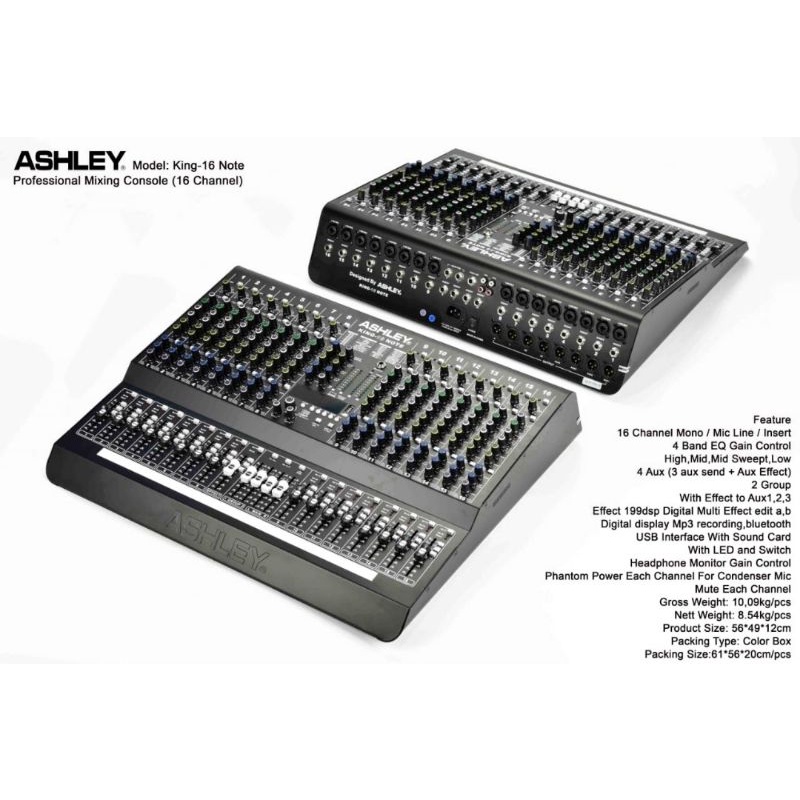 Mixer Ashley 16 Channel King16 Note Baru Supports PC