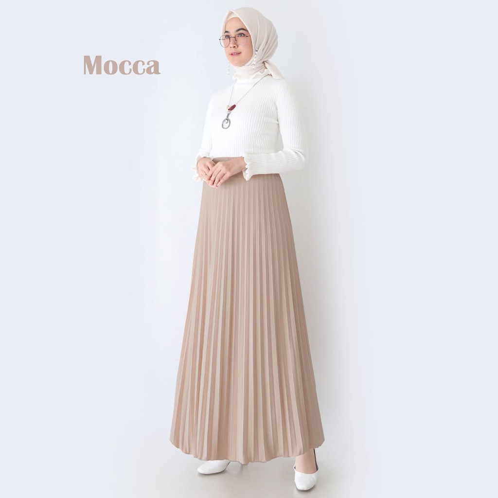 Rok Plisket - Rok  Wanita Bahan Premium ( Varian 1 )-MOCCA