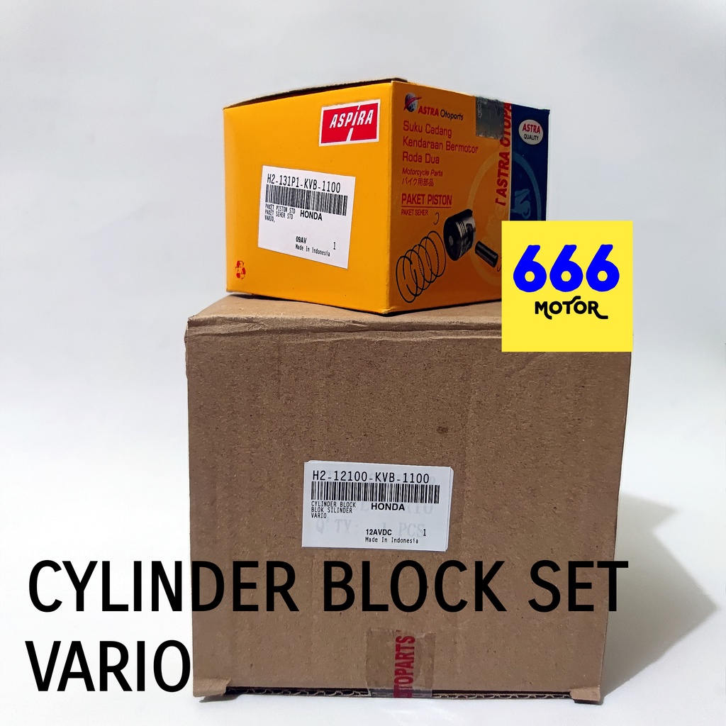 SILINDER BLOK CYLINDER BLOCK SEHER PISTON HEAD DAN SEHER KIT BORING VARIO 110 KARBURATOR ASPIRA H2-12100-KVB-1100