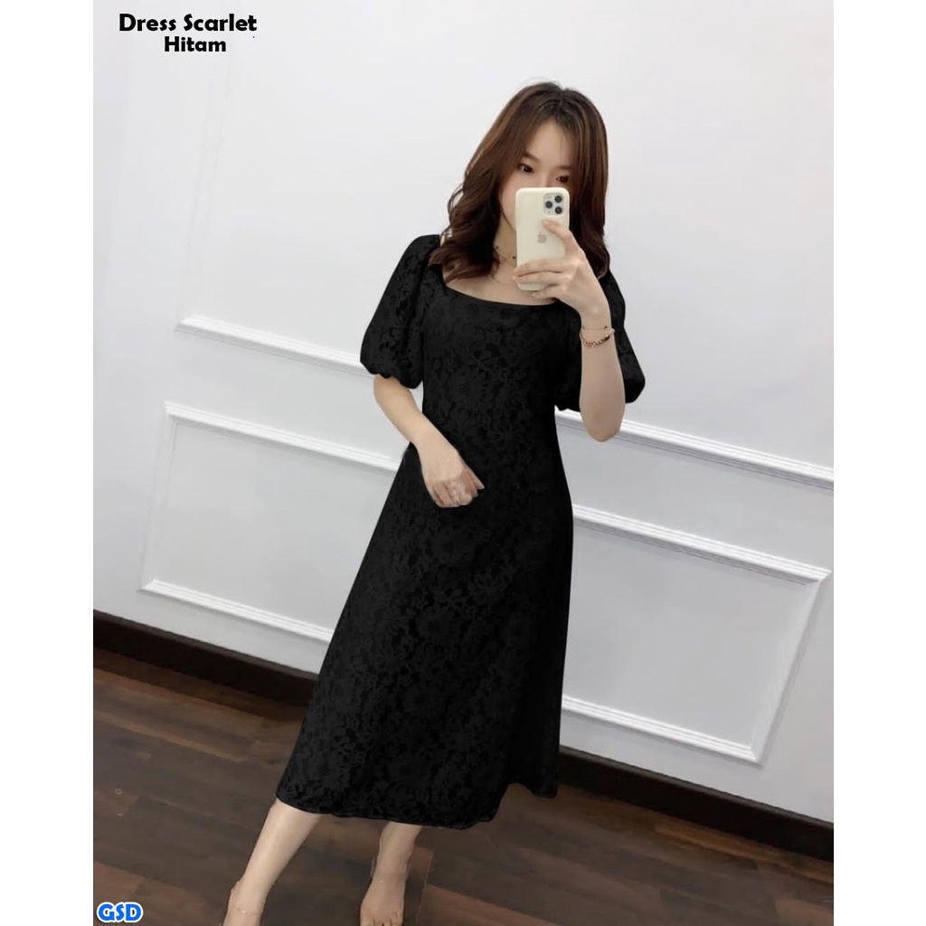 Dress Scarlet/Neww Dress Wanita Brukat  Brokat Gliter Wanita Cantik/ Gaun Pesta Wanita Korea Style Murah/ Baju Wanita Real pict