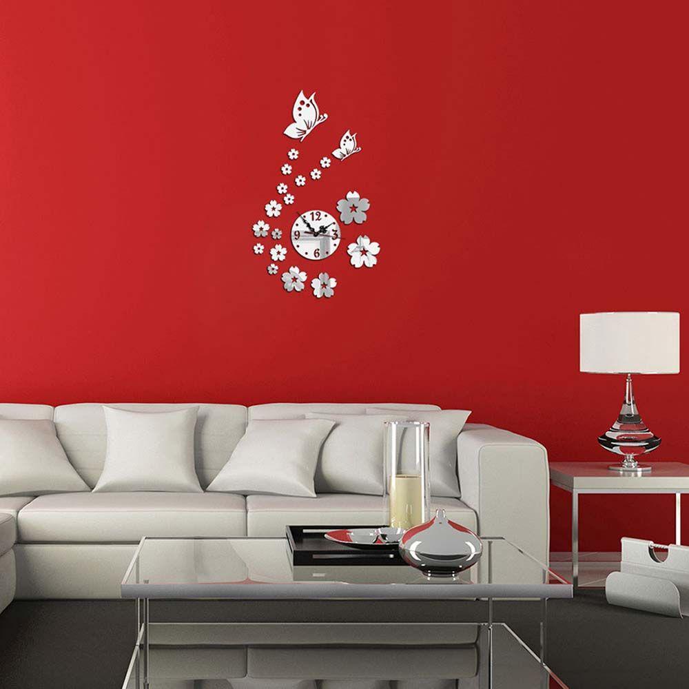 Augustina Jam Dinding 3D Modern DIY Mirror Acrylic Surface Wall Decor