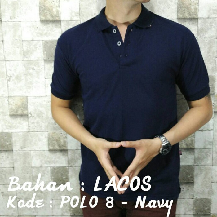 [[COD]] POLO 8 Kaos Kerah Navy Polos Baju Pria Cowok Bahan Lacos Kaus Pendek - Navy, M [[COD]]