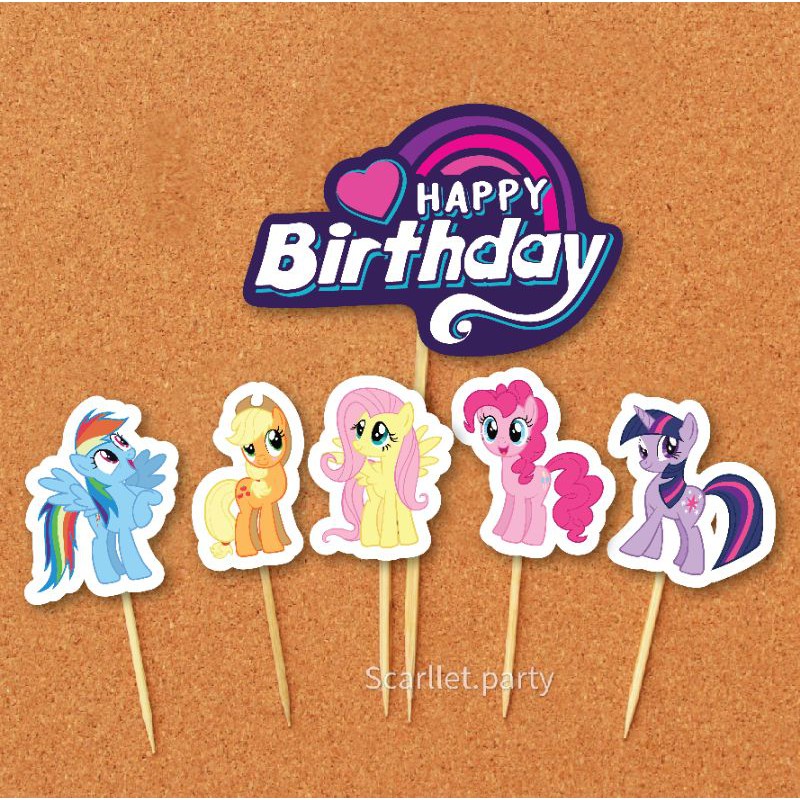 TOPPER KUE HIASAN KUE LITTLE PONY DEKORASI ULANG TAHUN LITTLE PONY BALON HAPPY BIRTHDAY HIASAN ULTAH