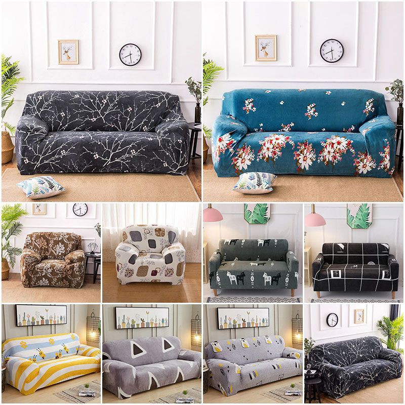 Stretch Slipcovers Sectional Elastic Stretch Sofa Cover For Living Room Couch Cover L Shape Armchair Cover Shopee Indonesia