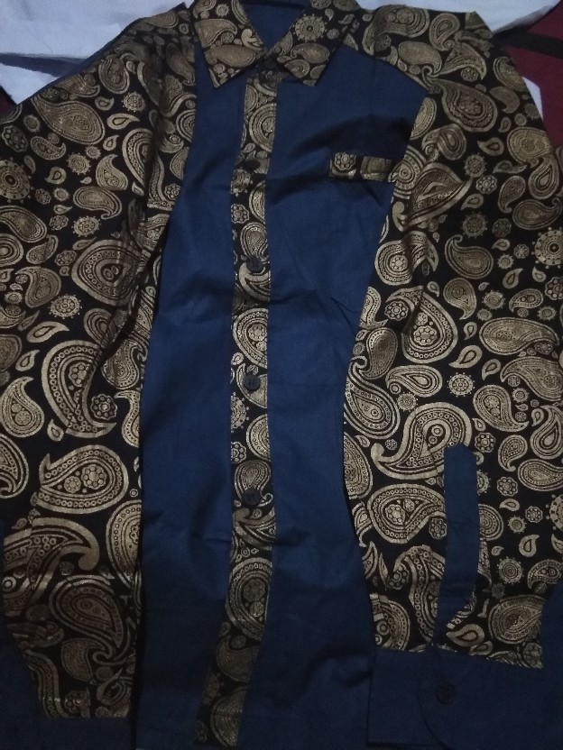 Bisa_cod Koko Kombinasi Batik Koko Kombinasi Batik Lengan Panjang Koko Batik Kombinasi Polos Modela1