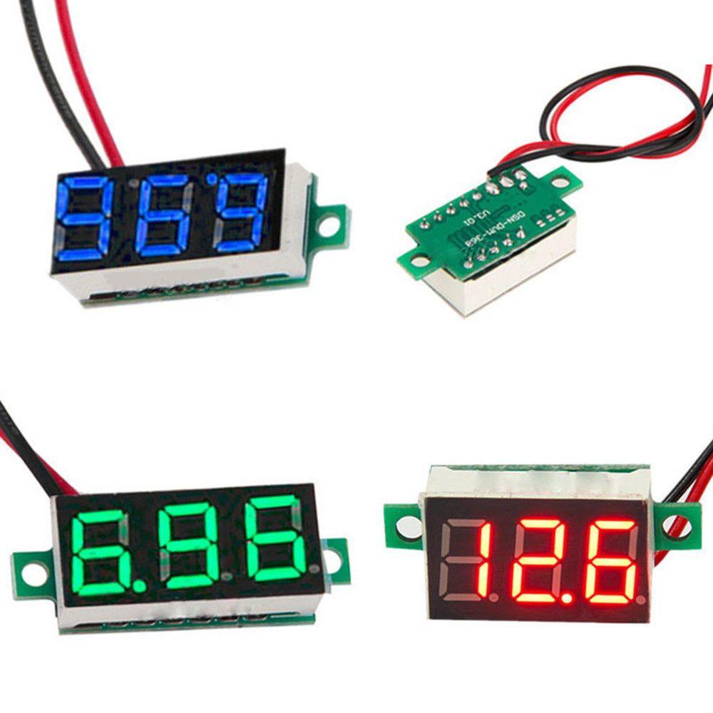 Lanfy Voltmeter Panel Tester Instrumen 3-Digital Motor Mobil Mini DC0-30V 2kabel Display Panel