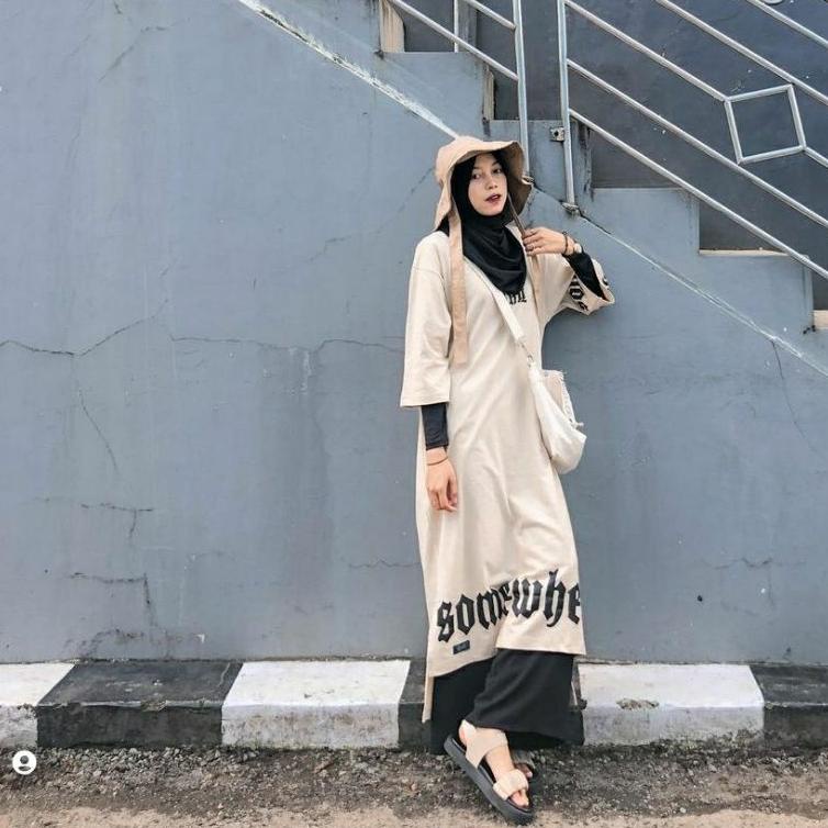 (STOK TERBATAS) NARUMI DRESS SHIRT OVERSIZE/long dres/dres kaos/dres oversize