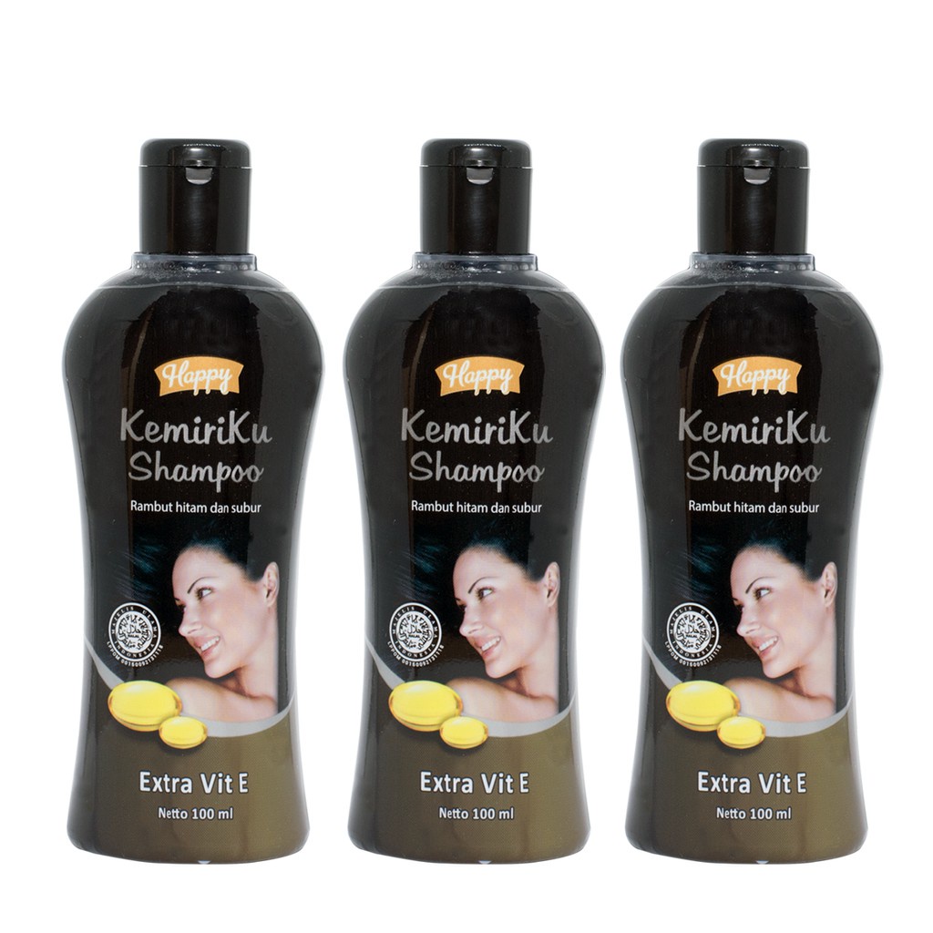 [ORI] Shampoo Penghilang Uban dengan Vitamin E &amp; Kemiri Asli Menghitamkan dan Menyuburkan Rambut - Happy Kemiriku Shampoo