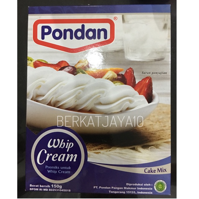 Pondan Whip Cream Wippy Wipping Krim instan hias kue