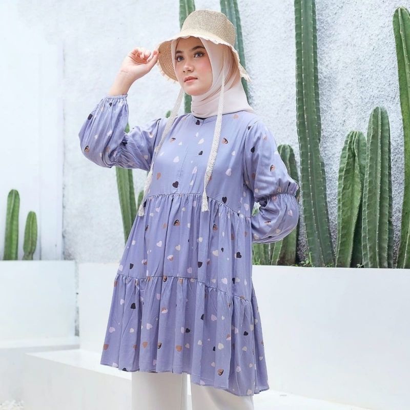Brexita Tunik motif tunik lilac atasan wanita tunik rayon tunik rample atasan rayon