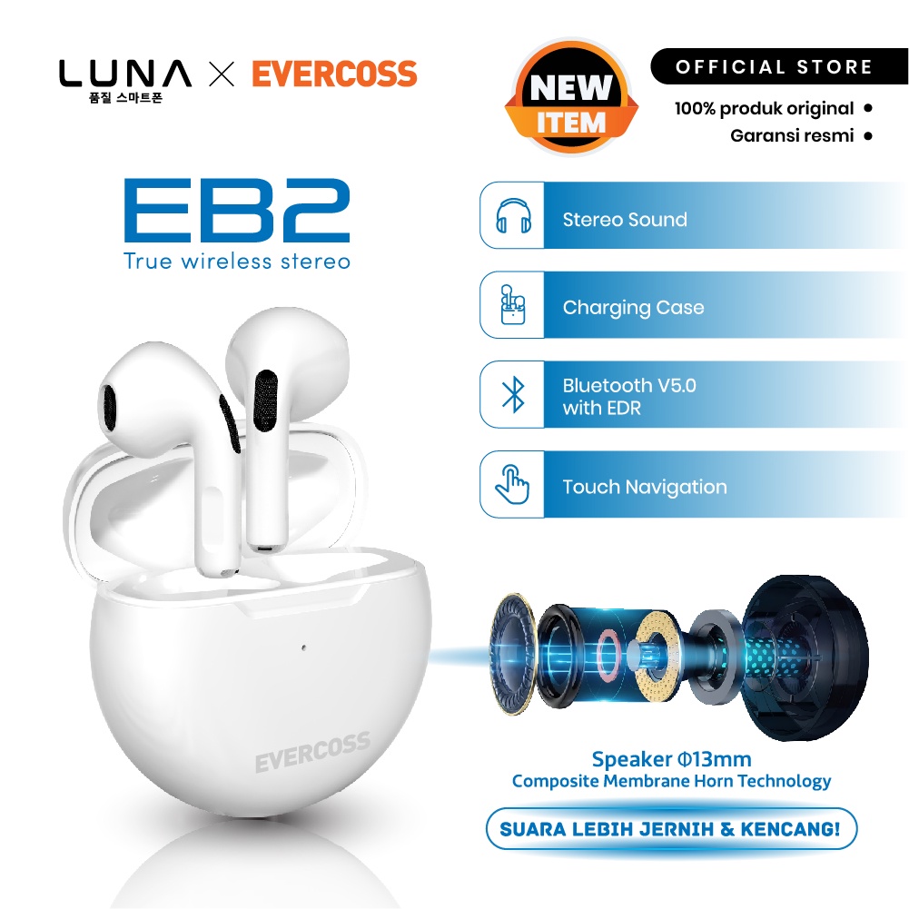 LUNA x EVERCOSS EB2 TWS bluetooth earphone