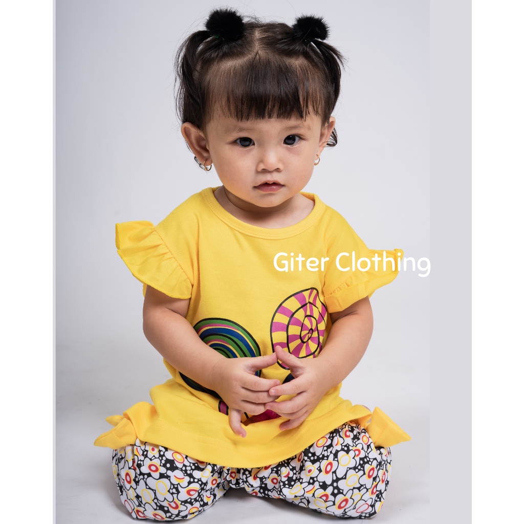 Setelan anak perempuan gambar lolipop Set Kids Baju anak import bahan katun combed premium by giter's clothing