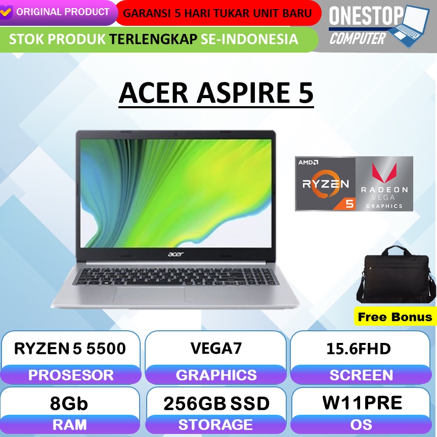 Laptop Acer Aspire 5 Ryzen 5 RAM 8Gb 256 SSD 15.6 FHD