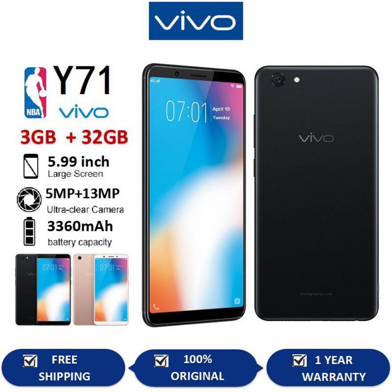 HP VIVO Y71 MURAH/BARU/ORI RAM 6/128GB &amp; 4/64GB [Dual Sim©13MP+Layar6inci+3360mAh] FULLSET GARANSI 1TAHUN